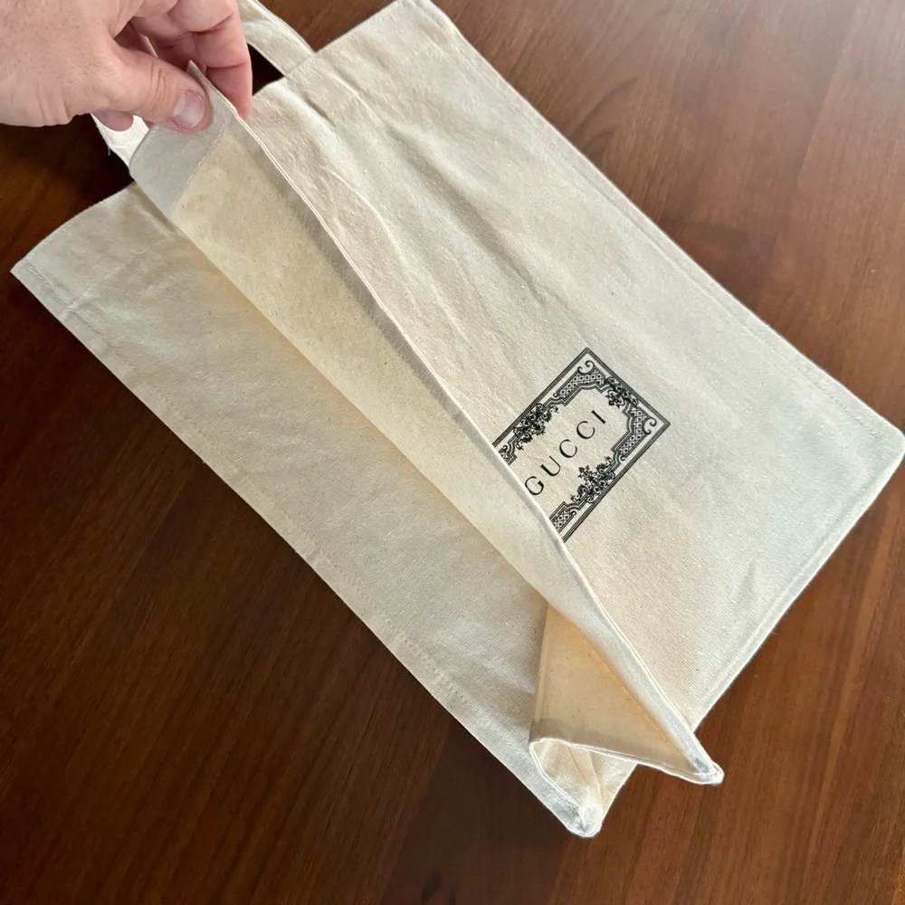Gucci Natural Canvas Vertical Tote Black Logo Alessandro Michele Era